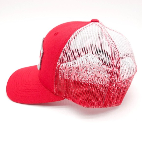 Richardson Sports 112 PM Mesh Snapback Trucker Hat Baseball Patch Cap Red White - Picture 3 of 7
